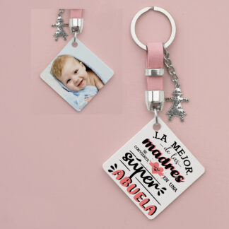 llavero personalizado "La mejor de las madres se convierte en una super abuela"