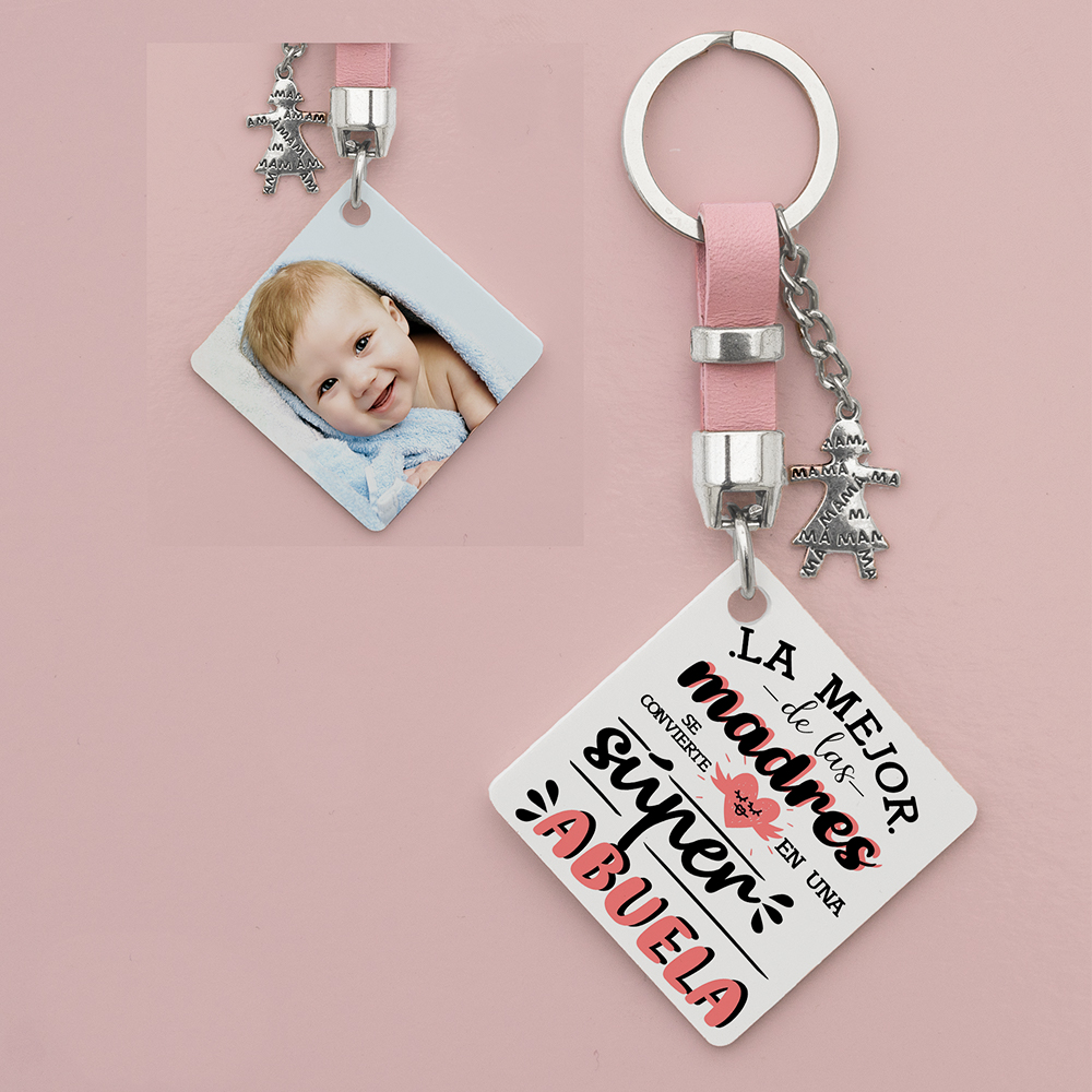 llavero personalizado "La mejor de las madres se convierte en una super abuela"