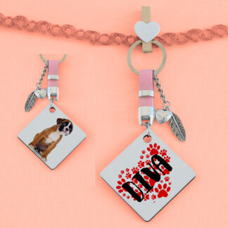 llavero corazón de huellas con nombre