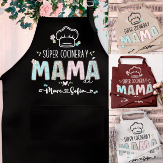 Delantal personalizado "Súper cocinera y mamá de"
