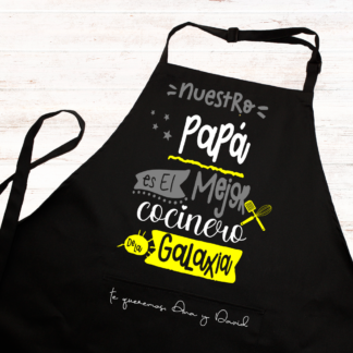Delantal personalizado "Nuestro papá es el mejor cocinero de la galaxia"