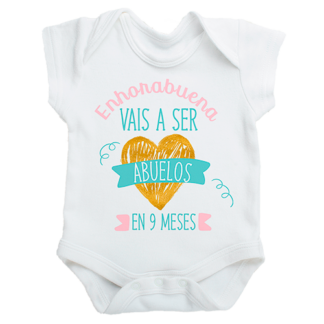 Body personalizado "Enhorabuena, vais a ser abuelos en 9 meses"