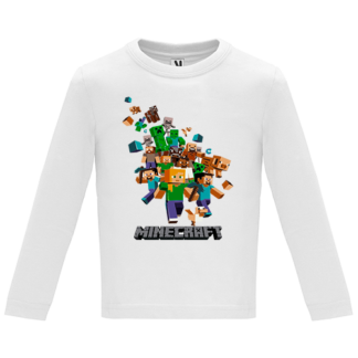 Camiseta manga larga logo Minecraft personajes