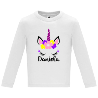 Camiseta manga larga Unicornio flores