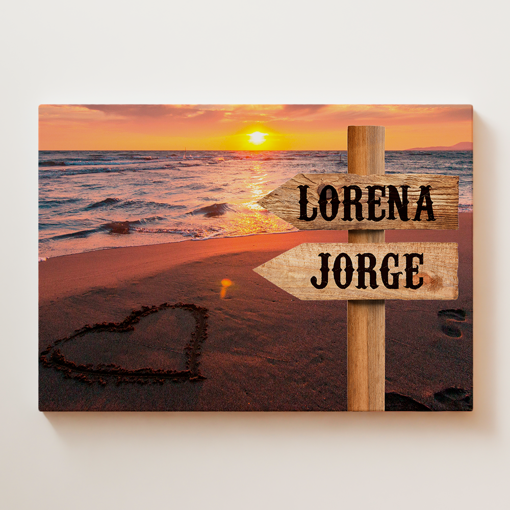 Lienzo personalizado con nombres "Paisaje playa"