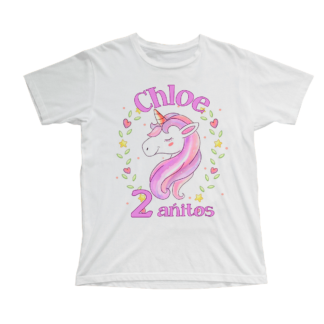 Camiseta cumpleaños unicornio rosa