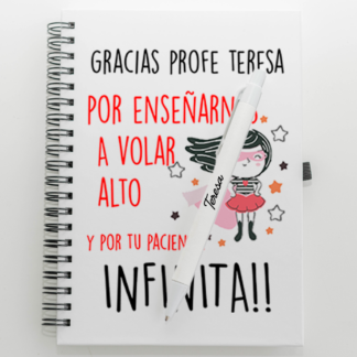 Libreta personalizada "Gracias profe por enseñarnos a volar alto"