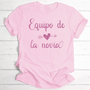Camiseta Rosa glitter "Equipo de la novia"