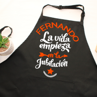 Delantal personalizado "La vida empieza en la jubilación"