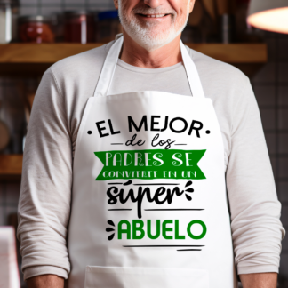 Delantal personalizado "El mejor de los padres se convierte en un súper abuelo"
