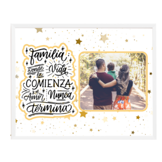 Lámina personalizada "Familia, donde la vida comienza y el amor nunca termina"