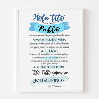 Lámina "Hola tito, quieres ser mi padrino"