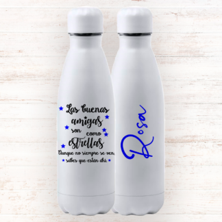 Botella personalizada "Las buenas amigas son como estrellas"