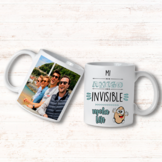 Taza personalizada "Mi amigo invisible mola un huevo"