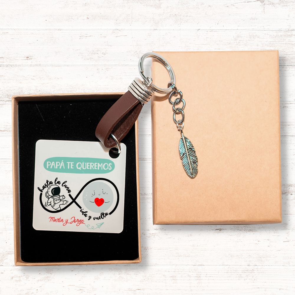 Llavero "Papá te queremos hasta la luna ida y vuelta"