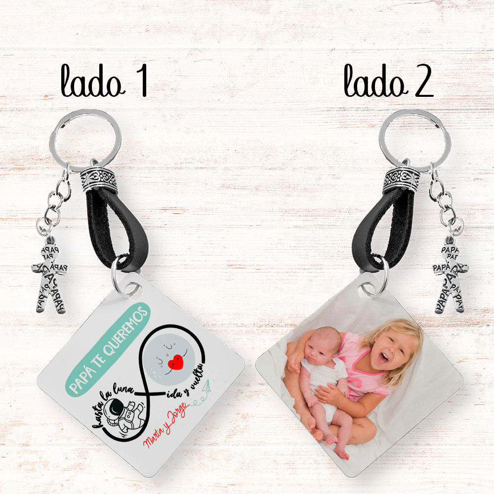 Llavero "Papá te queremos hasta la luna ida y vuelta" - Imagen 2