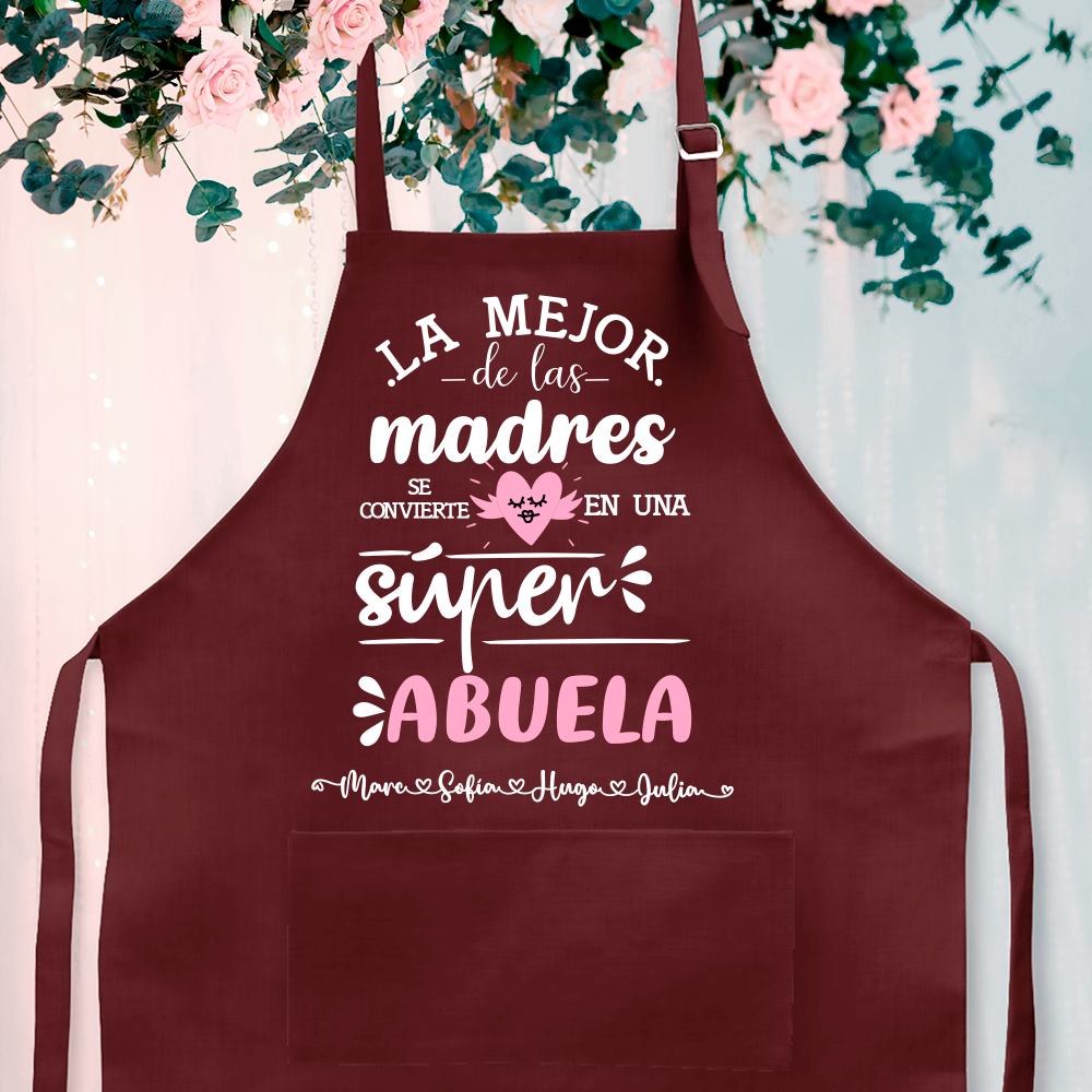 Delantal personalizado "la mejor de las madres se convierte en una súper abuela" - Imagen 3