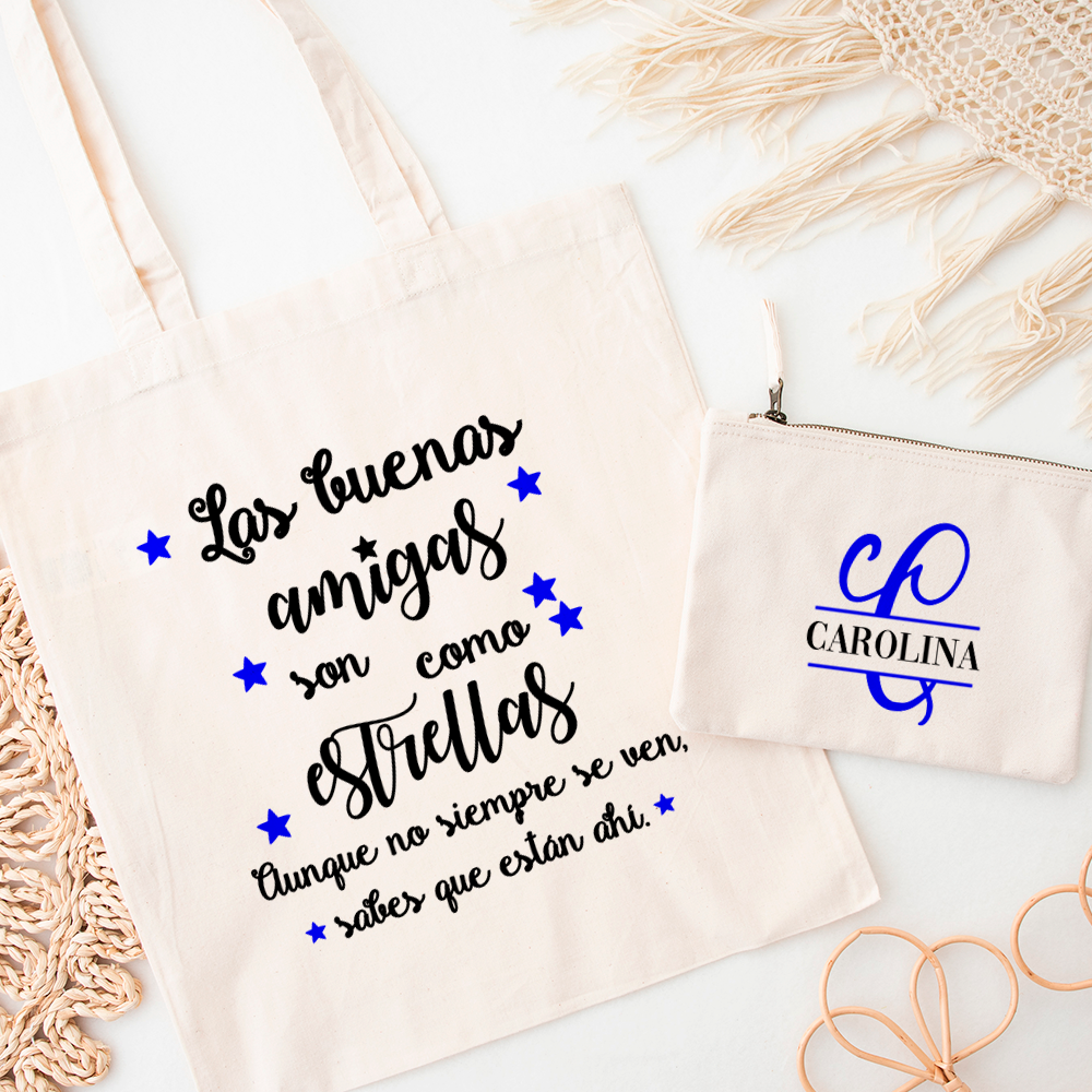 Tote Bag + Neceser "Las buenas amigas son como estrellas" - Imagen 2