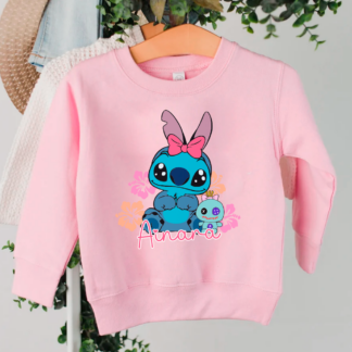 Sudadera personalizada Stich flores