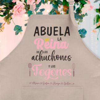 Delantal personalizado "abuela la reina de los achuchones"