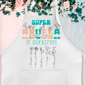 Delantal personalizado "Súper abuela y mejor cocinera"