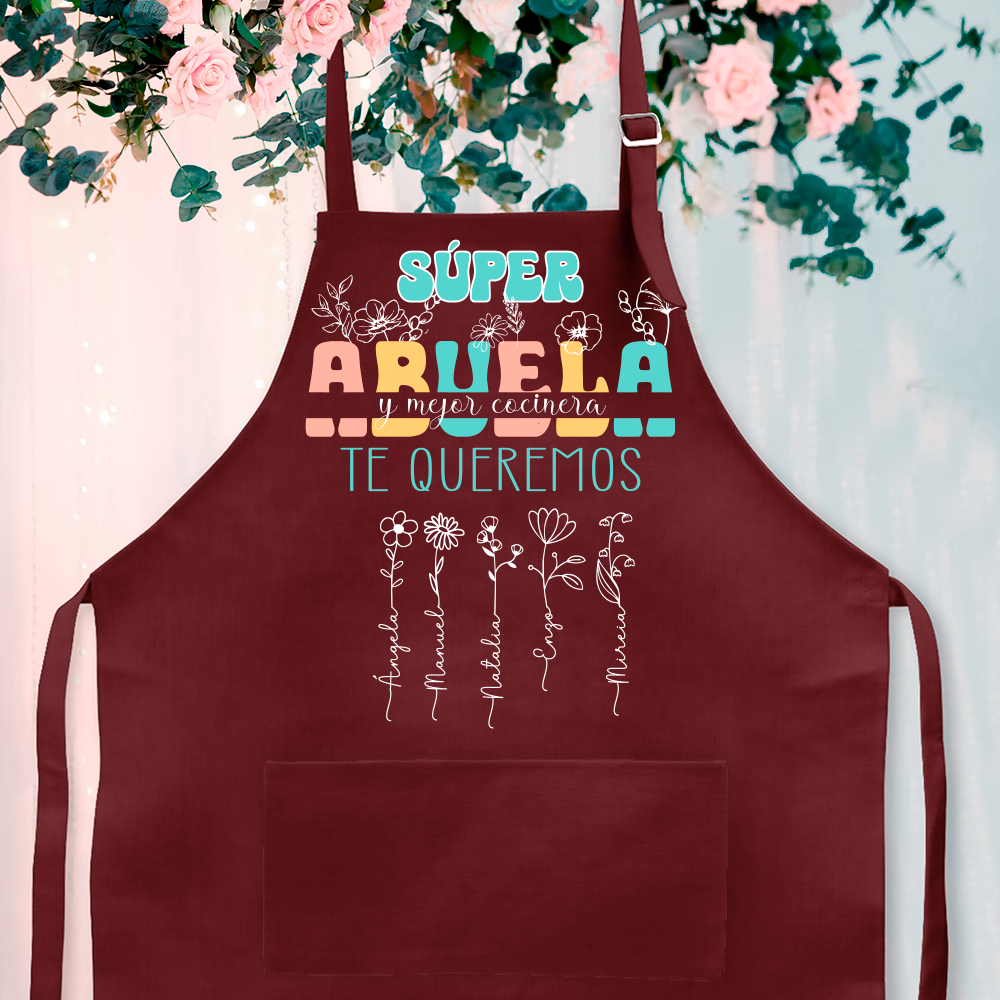 Delantal personalizado "Súper abuela y mejor cocinera" - Imagen 2