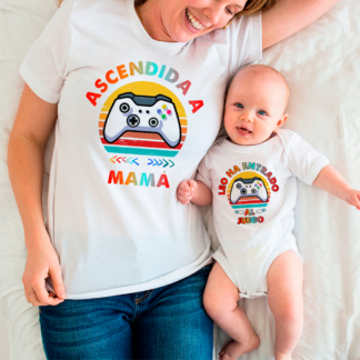Pack camiseta y body "Ascendida a mamá"